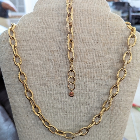 Stella and Dot necklace and bracelet set in gold with rhinestones - Picture 1 of 4